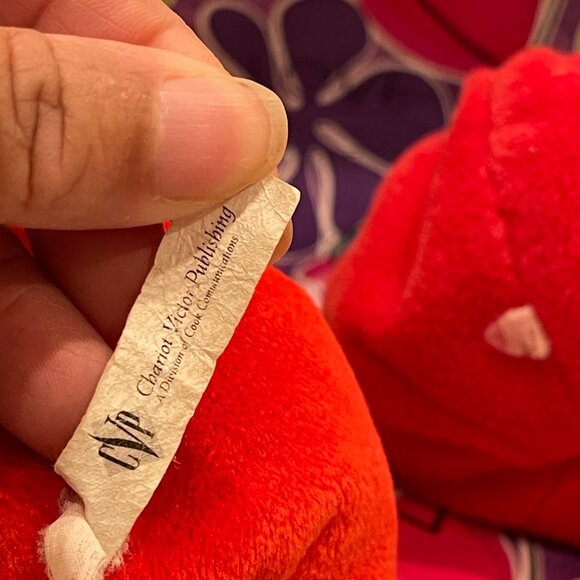 Gund Vintage 1998 VeggieTales Bob The Tomato Gund Bean Bag Plush Pair 5" - Picture 8 of 9